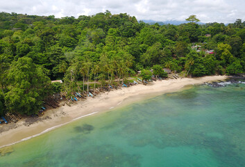 Aerial view of coastline of Sao Tome, Sao Tome & Principe
