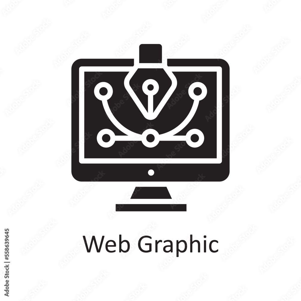 Poster web graphic vector solid icon design illustration. design and development symbol on white background