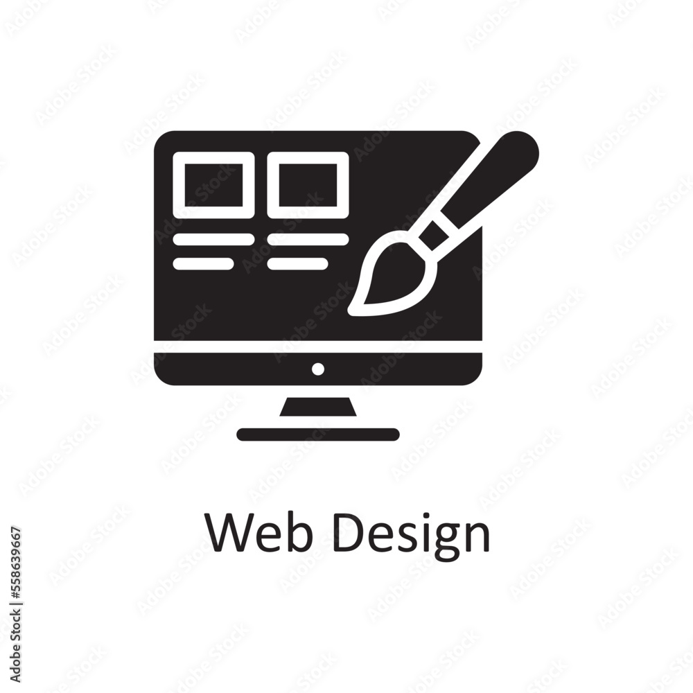 Poster web design vector solid icon design illustration. design and development symbol on white background 