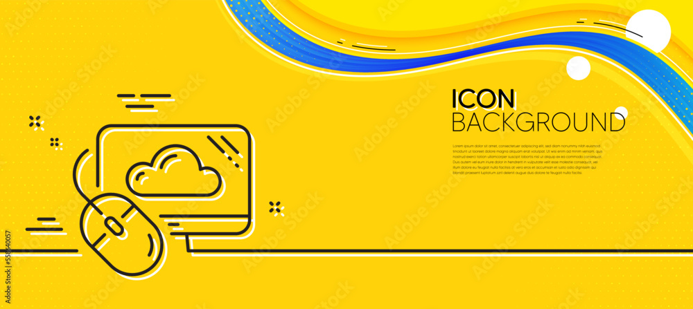 Poster cloud computing line icon. abstract yellow background. internet data storage sign. file hosting tech