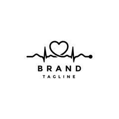 Creative Heart Beat Logo Design. Heartbeat Line That Forms A Heart Symbol In The Center Logo Design.