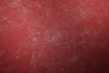Fototapeta premium Map of the streets of Manchester (UK) made with white lines on abstract red background lit by two lights. Top view. 3d render, illustration