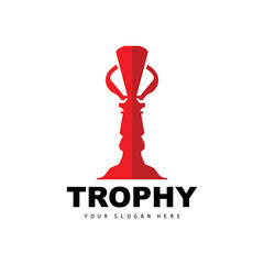 Championship Trophy Logo, Champion Award Winner Trophy Design, Vector Icon Template