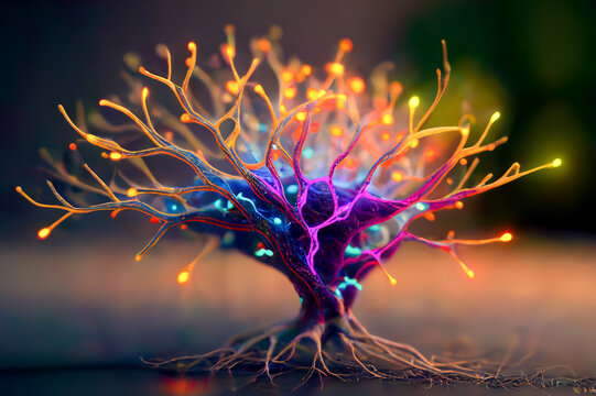 Neurons, brain cells, neural network concept, illustration