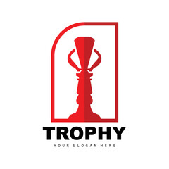 Championship Trophy Logo, Champion Award Winner Trophy Design, Vector Icon Template