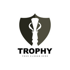 Championship Trophy Logo, Champion Award Winner Trophy Design, Vector Icon Template