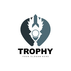 Championship Trophy Logo, Champion Award Winner Trophy Design, Vector Icon Template