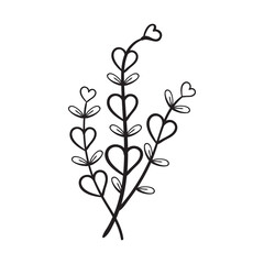 Vector Illustration Hand Draw Heart Flowers