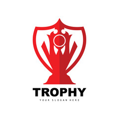 Championship Trophy Logo, Champion Award Winner Trophy Design, Vector Icon Template