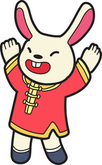 Hand Drawn Chinese rabbit smiling and happy illustration