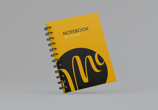Isolated Floating Notebook Mockup
