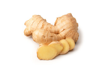 Ginger root isolated on white background.
