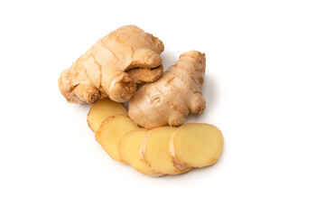 Ginger root isolated on white background.