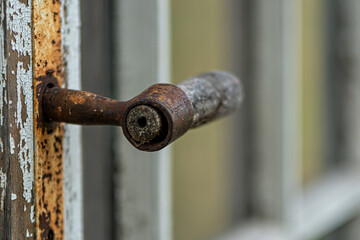 detail of old wooden door. Selective focus