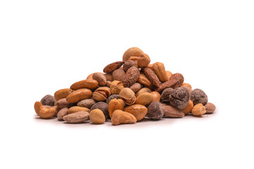  A group of almonds, pistachios, walnuts, macadamia, cashews.