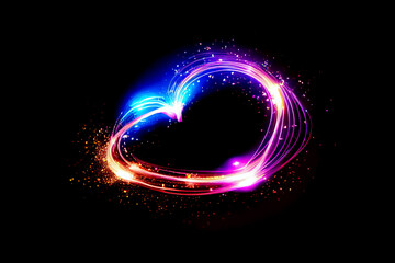Beautiful Heart Shape Glitter and Flash Neon Glow Lights, Valentine Day Heart Shape Neon Light Concept