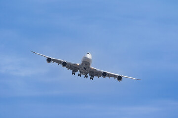 着陸する飛行機