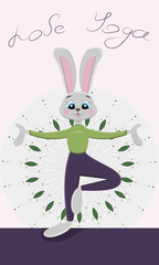 Flat rabbit yoga bunny vector mandala