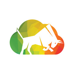 Bull butting logo design. Modern bull logo vector.  