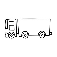 Lorry doodle style vector illustration isolated on white background