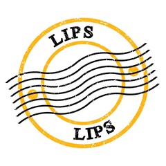 LIPS, text written on yellow-black  postal stamp.