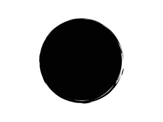Fototapeta na wymiar Black Paint Brush Stroke Circle Isolated On White Background. Vector