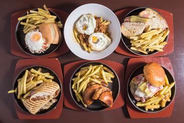 Set of typical fast food