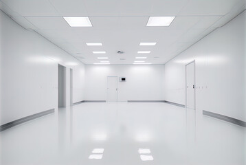 A white, sterile hi-tech clean room.
