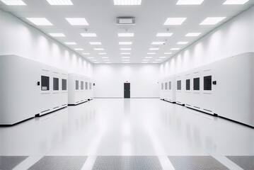 A white, sterile hi-tech clean room.