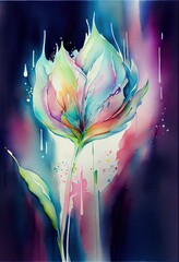 Tulip flower watercolor painting abstract Generative AI