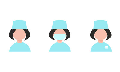 Doctor women icon in uniform. Flat style . Vector illustration