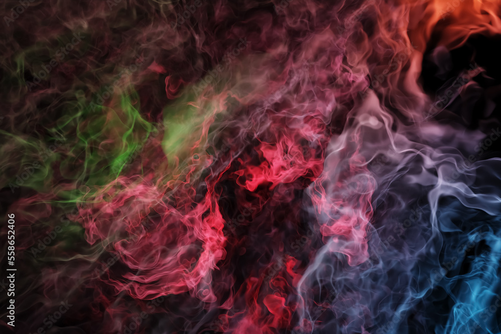 Poster multicolor foggy smoke. abstract mysterious nebula 3d rendering