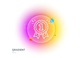 Reward Medal line icon. Gradient blur button with glassmorphism. Winner achievement or Award symbol. Glory or Honor sign. Transparent glass design. Reward line icon. Vector