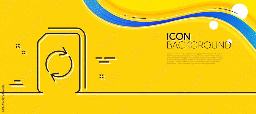 Poster update document line icon. abstract yellow background. refresh information file sign. paper page con