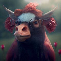 Portrait of a cow, cow portrait, generative ai