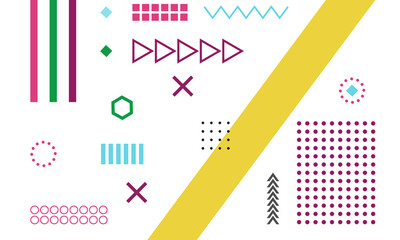 Geometric Memphis Design. Modern abstract background.  Retro Element Design Vintage Memphis.