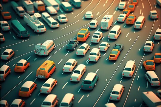 A Large Group Of Cars And Buses On A Busy Road With A Bus Stop In The Middle Of The Road And A Bus Stop In The Middle Of The Road In The Middle Of The Middle Of The Middle Of The Road.