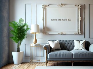 A frame mockup in a French Country style living room