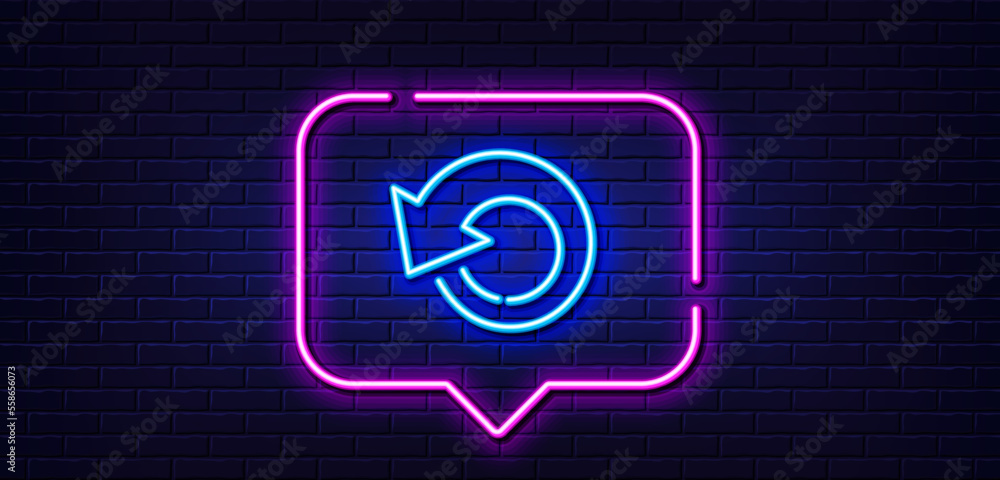 Poster neon light speech bubble. recovery info line icon. backup data sign. restore information symbol. neo