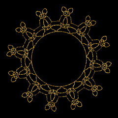 Festive gold vector dust frame with decorative elements, postcard, poster