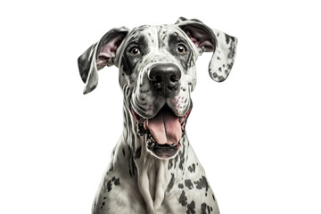 Happy Great Dane dog smiling on isolated on transparent background. Portrait of a cute Great Dane dog. Digital art	