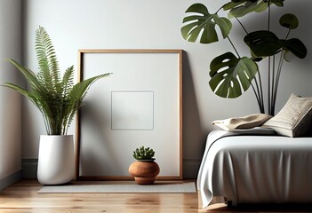 A frame mockup of in a living room in French Country style