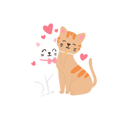 cat in love with heart, valentine's day illustration