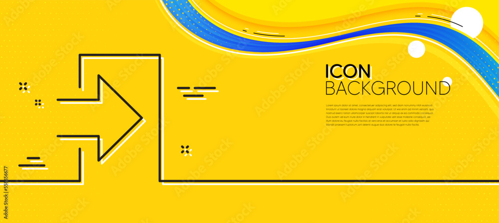 Poster login arrow line icon. abstract yellow background. sign in symbol. navigation pointer. minimal login
