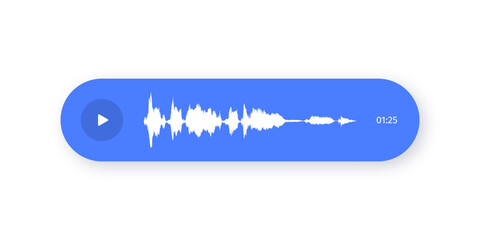 Voice messaging with sound wave and chat notification. Online voice chat, audio message with waveform. Vector
