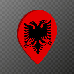 Fototapeta premium Map pointer with Albania flag. Vector illustration.
