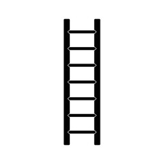 Wooden Ladder Silhouette. Black and White Icon Design Element on Isolated White Background