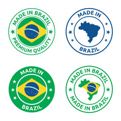 made in Brazil stamp set, Federative Republic of Brazil product labels