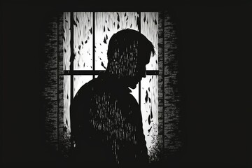 Silhouette of desperated man, ai generated