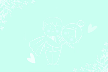 Pastel blue with a couple in the background